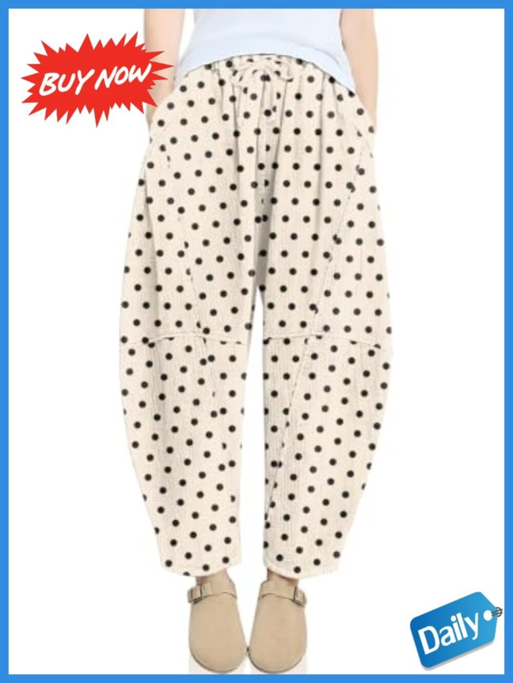 Corduroy Baggy Harem Pants Wide Leg Elastic Waist Pockets